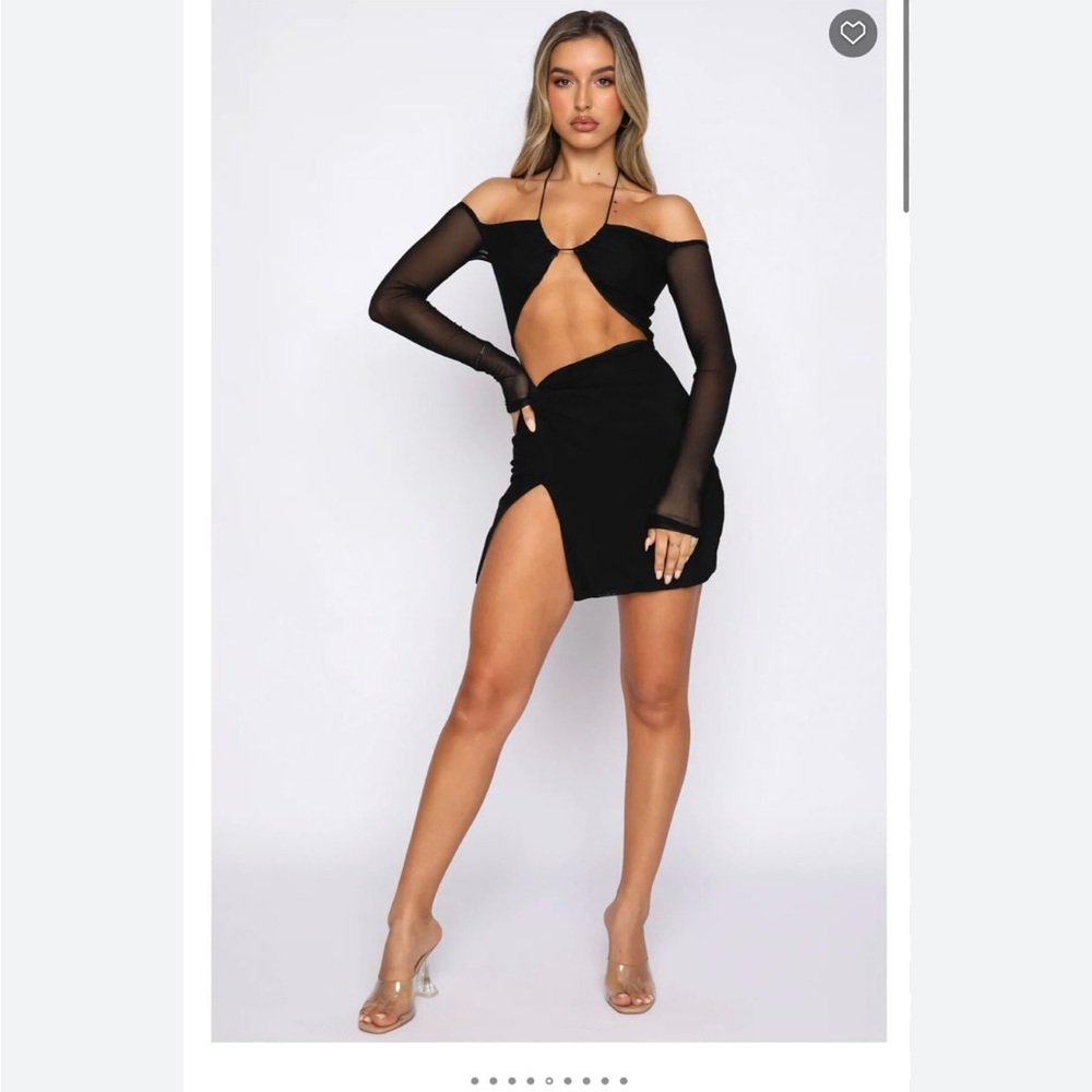 Black Cut-Out Dress with Sheer Sleeves